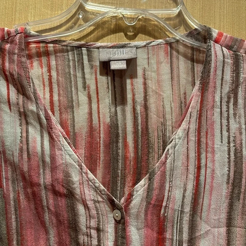 J. Jill Women's Pink Long Sleeve Button Up Silk Blend Blouse Shirt Size XS